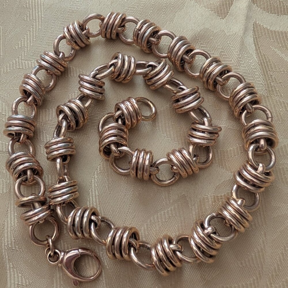 Vintage Milor 196O's Chunky Italian Bronze Golden unique 20" necklace